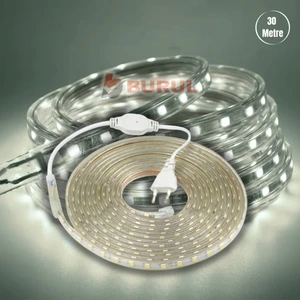 30 Metre Beyaz Işık Hortum Şerit LED Dış Ortam Aydınlatma 220V Fişli SB-6539