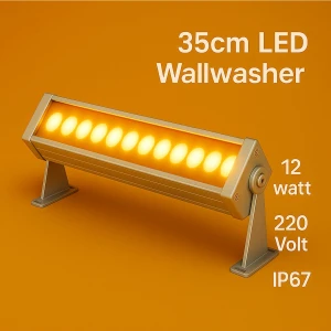 35CM 12W LED Wallwasher Amber | Dış Cephe, Minare, Bahçe Aydınlatma | Iç-Dış Kullanım IP65