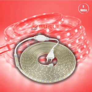 5 Metre Kırmızı Işık Hortum Şerit LED Dış Ortam Aydınlatma 220V Fişli SB-6539