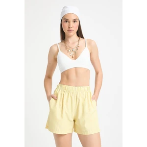 Sarı Beyaz Çizgili Lastikli Şort 27290