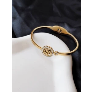 Hayat Ağacı Çelik Kelepçe Bileklik