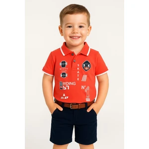 Gamze Akkuş Polo Yaka Tişört, Şort ve Kemer 3'lü Erkek Çocuk Takım