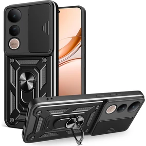 Vivo V50 Lite 4G Kılıf Magnetik Standlı Kamera Korumalı Zore Sürgülü Vega Kapak