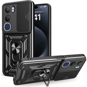 Vivo Y19S Kılıf Magnetik Standlı Kamera Korumalı Zore Sürgülü Vega Kapak