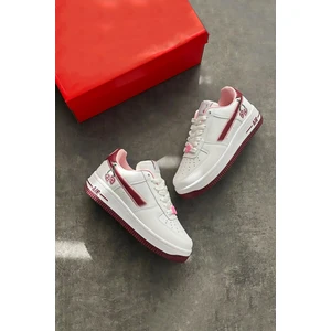 Happy Valentines Day Force 1 Kirazlı Sneaker Yüksek ve Kaydırmaz Yüksek Tabanlı Kadın Spor Ayakkabı