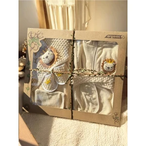 Concon Bebe Organik Aslanlı Bornoz Seti