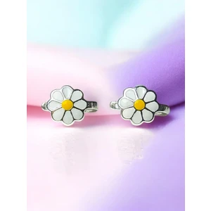 Papatya Motifli 925 Ayar Gümüş Çocuk Küpesi, Kız Çocuk Küpesi, Çocuk Gümüş Küpe