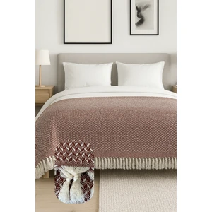 Ilmeki Armürlü Yatak Örtüsü / Pike / Koltuk Örtüsü – Düğüm Saçaklı – Yıkanmış Dokulu – 200X210 cm