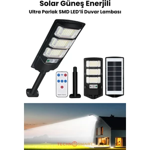 Solar 144 LED Kumandalı Duvar Lambası – Güneş Enerjili, IP65, 3 Modlu Bahçe Aydınlatma
