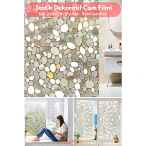 Çakıl Taşı Desenli Statik Cam Filmi – 60X100 cm | Rulo Halinde | Efektli