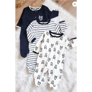 Panda Desenli 3'lü Patikli Tulum (Kız - Erkek - Yenidoğan)