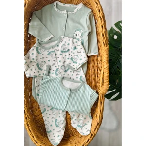 Yeşil Ayıcık 3'lü Patikli Tulum (Kız - Erkek - Yenidoğan)