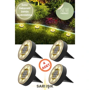 8 Led’li Solar Bahçe Lambası | 4 Adet | Su Geçirmez | Otomatik Sensörlü | Bahçe Aydınlatma | Sarı Işık
