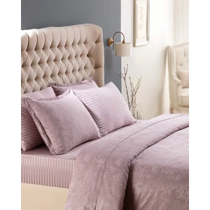 Madame Coco Eze King Size Jakarlı Saten Nevresim Takımı - Açık Mürdüm