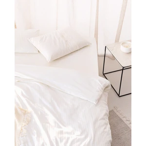 Madame Coco Adrien King Size %100 Pamuk Çizgili Kapaklı Nevresim Takımı - Ekru