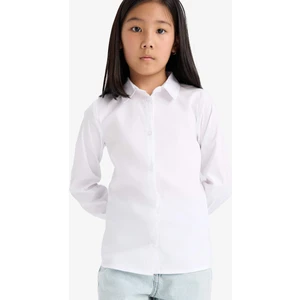 Kız Çocuk Slim Fit Dar Kesim Bengalin Uzun Kollu Okul Gömleği K9023A625AU