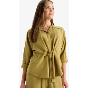 Beli Lastikli Uzun Kollu Gömlek