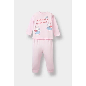 Kız Bebek Pijama Takımı Tavşan Baskılı Uzun Kollu Penye Üst Uzun Alt F2910A525AU