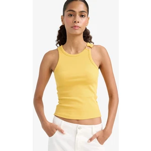 Slim Fit Dar Kesim Bisiklet Yaka Fitilli Kaşkorse Atlet F4994AX25AU