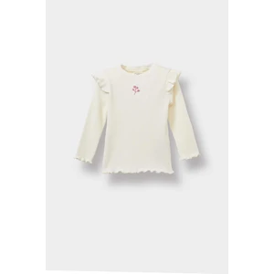 Kız Bebek Bisiklet Yaka Çiçekli Fitilli Kaşkorse Uzun Kollu Okul Tişörtü D0745A525AU