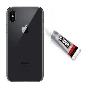 Iphone x Uyumlu-SİYAH Arka Pil Kapağı Batarya Kapağı Yapışkan Hediyeli