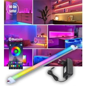50 cm Şeffaf 256 Renk Bluetooth Kontrol Rgb Çubuk Şerit LED Renk Değiştiren LED Işık SB-6543