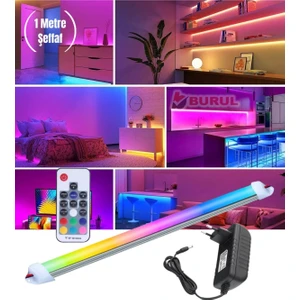 1 Metre Şeffaf 20 Renk Rf Kumandalı Rgb Çubuk Şerit LED Renk Değiştiren LED Işık SB-6542