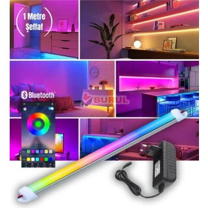 1 Metre Şeffaf 256 Renk Bluetooth Kontrol Rgb Çubuk Şerit LED Renk Değiştiren LED Işık SB-6543