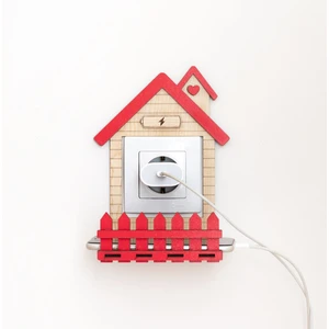 Dekoratif Ahşap Priz Üstü Şarj Rafı | Telefon Şarjlığı Organizeri | Ev Temalı Mdf Duvar Dekoru