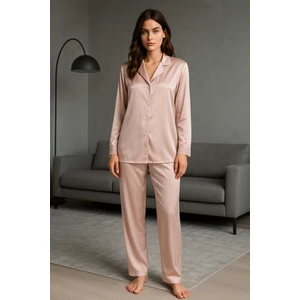 Lüks Kutulu Saten Pijama Takımı – Dantel Kollu, Uzun Kollu, Kore Ipeği Dokulu, Çeyizlik Hediye Seçeneği