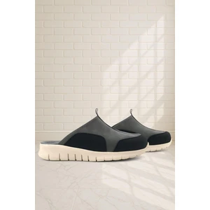 Medikal Hakiki Deri Gri Siyah Krem Tabanlı Comfort Spor Terlik