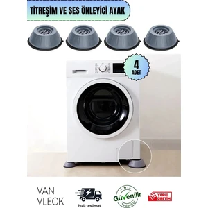 4 Adet Çamaşır, Buzdolabı, Bulaşık Makinesi Titreşim Önleyici Yükseltici Beyaz Eşya Altlığı Ayağı