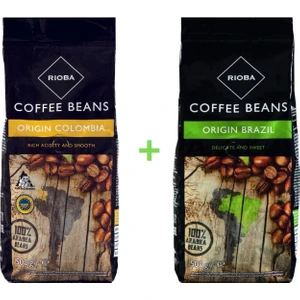 Çekirdek Kahve - Colombia 500 gr + Brazil 500 gr Ekonomik 2'li Paket