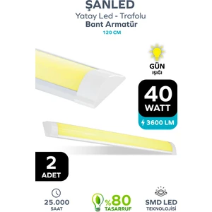 40WAT 120 cm Kristal Yatay LED Bant Armatür-Trafolu Gün Işığı 2 Adettir