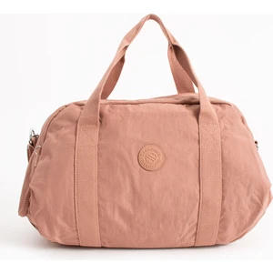 Büyük Boy Pembe Krinkıl Ayakkabı Bölümlü Çapraz Askılı Laptop Bölmeli Spor Seyahat Çantası