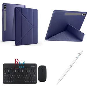 Samsung Galaxy Tab S10 Fe Plus 13.1" ile Uyumlu Standlı Kılıf Dokunmatik Kalem ve Klavye Mouse Set