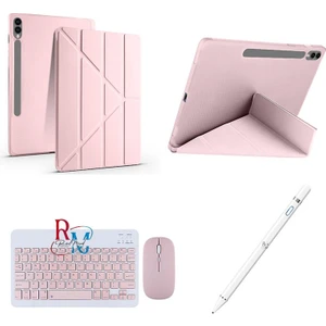 Samsung Galaxy Tab S10 Fe Plus 13.1" ile Uyumlu Standlı Kılıf Dokunmatik Kalem ve Klavye Mouse Set
