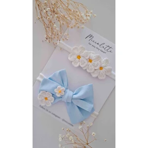 Yenidoğan ve Bebek Papatya El Örgüsü 2li Bandana Seti (0-1 Yaşa Kadar Uygundur)