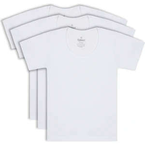 Özkan Underwear 0803 3'lü Paket Erkek Çocuk %100 Pamuklu Ribana Esnek Rahat Kısa Kollu Geniş Yaka Atlet Fanila