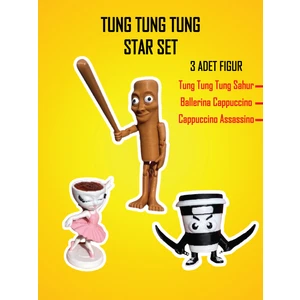 Tung Tung Tung Sahur Star Set - Brainrot Karakterleri 3 Adet