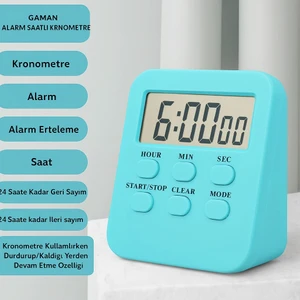 Alarmlı Dijital Öğrenci Sınav Kronometresi 24 Geri Sayım Cihazı Saat - Alarm 2 Kademeli Kronometre Mıknatıslı DOL288
