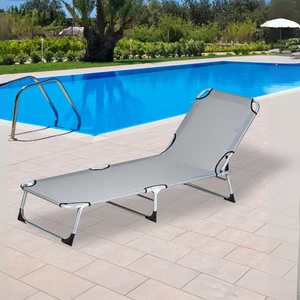 Large Konfor Katlanır Şezlong Kamp Yatağı  Plaj Deniz Şezlongu Kampet (Gri)