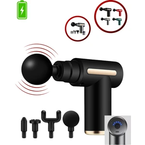 Masaj Tabancası 4 Başlıklı Şarjlı Titreşimli Masaj Tabancası Sporcu Masaj Aleti