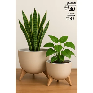 2li Küre Saksı Seti 2 Boy Ayaklı Süzgeçli Plastik Çiçek Saksısı Set