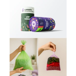 2'li Paket Renkli Premium Buzdolabı Poşeti 70 Adet (Orta Boy) + Kokulu Premium Çöp Torbası 50 Adet (Orta Boy)