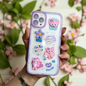 iPhone 11 Pro Max Uyumlu Zebana Sevimli 3 Boyutlu Tavşan ve Ayıcık Figürlü Esnek Silikon Kılıf