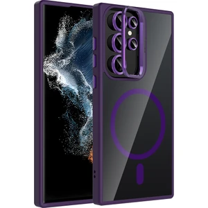 Samsung Galaxy S23 Ultra Kılıf Standlı ve Kamera Lens Hediyeli Kablosuz Şarj Özellikli Etro Kapak