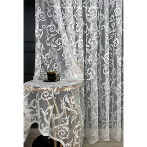 Lisabella Home Valeria Dantel Örme Tülle Perde (1x3 Pile Dikişli ) Ütü Istemez.