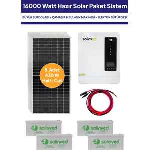 16 Kw 16000 Watt Güneş Enerjisi Hazır Solar Paket Sistem Half Cut Güneş Panelli