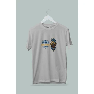 Maki Home Kadın Erkek Unisex Yetişkin Make Turks Gokturk Again Iı Baskılı Beyaz Gri Siyah Tshirt